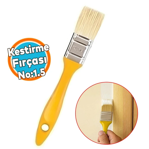 Kestirme Boyama Fırçası No 1.5 Numara Plastik Saplı Tavan Boya Kıl Fırça İç Dış Cephe ürün görseli 1