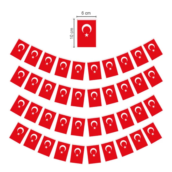 Küçük ipli Türk Bayrağı Kağıt İpli Bayrak - 1 Adet ürün görseli 1