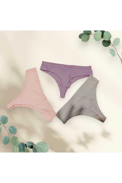 HUMA ONE RENKLİ TANGA  3'li Paket  100/100 PAMUKİPLİĞİNDEN ÜRETİLMİŞTİR ürün görseli 1