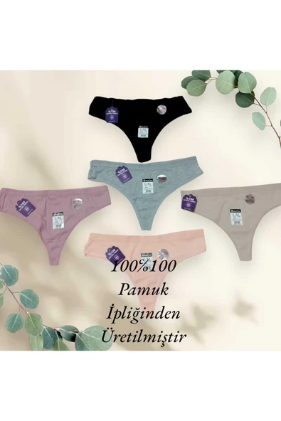 HUMA HONE 100 DE100 PAMUK İPLİĞİNDEN ÜRETİLMİŞTİR KARIŞIK RENK  Tanga 4'li Paket ürün görseli 1