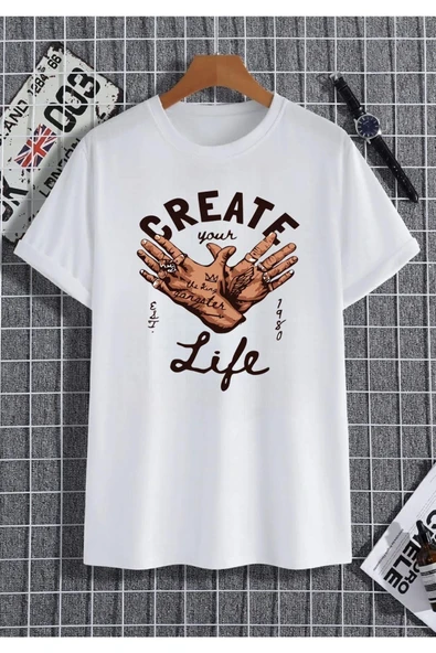 CREATE-1057 Baskılı Oversize Penye T-shirt ürün görseli 1