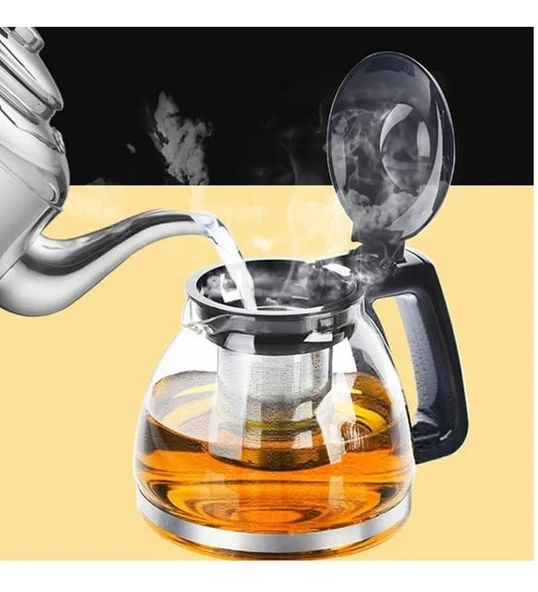 YAKUT Çelik Süzgeçli Cam Demlik 1500ml ürün görseli 1