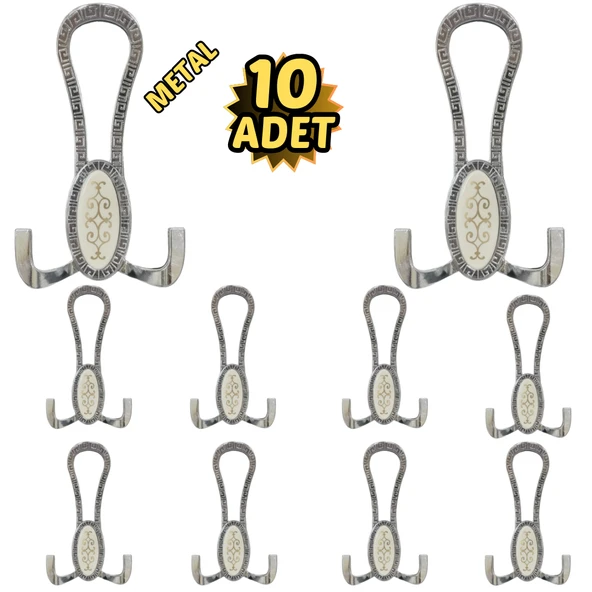 Krom Desenli Vestiyer Portmanto 10 Adet Askılık Metal ürün görseli 1