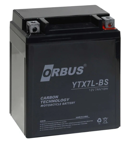 ORBUS 12V 7Ah YÜKSEK AKÜ-YTX7L EBATLAR:113 x 70 x 132mm ORBUS MOTOSİKLET AKÜSÜ ürün görseli 1
