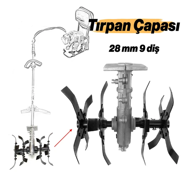 Solax 28 mm 9 Diş Tırpan Yedek Çapa Aparatı Bıçağı MTP2 Toprak İşleme Belleme Çapalama Uyumlu ürün görseli 1