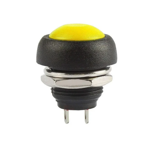 12mm PBS-33B 2 Pin Push Buton Sarı  ON OFF 1A 250V Mini Yuvarlak Su Geçirmez Anahtar Momentary Switch ürün görseli 1