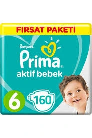 PRİMA AKTİF BEBEK NO:6 EKONOMİK PAKET LARGE 13-18 KG 160 ADET ürün görseli 1