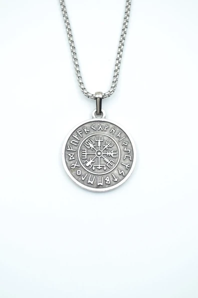 Vegvisir Viking Pusula Kolye Deri İp ürün görseli 1