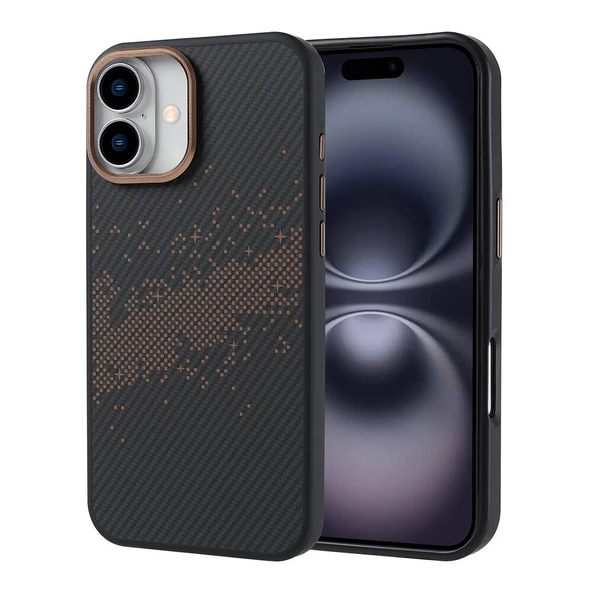 Apple iPhone 16 Plus Kılıf M-safe Şarj Özellikli Karbon Fiber Tasarımlı Zore Vave Kapak ürün görseli 1