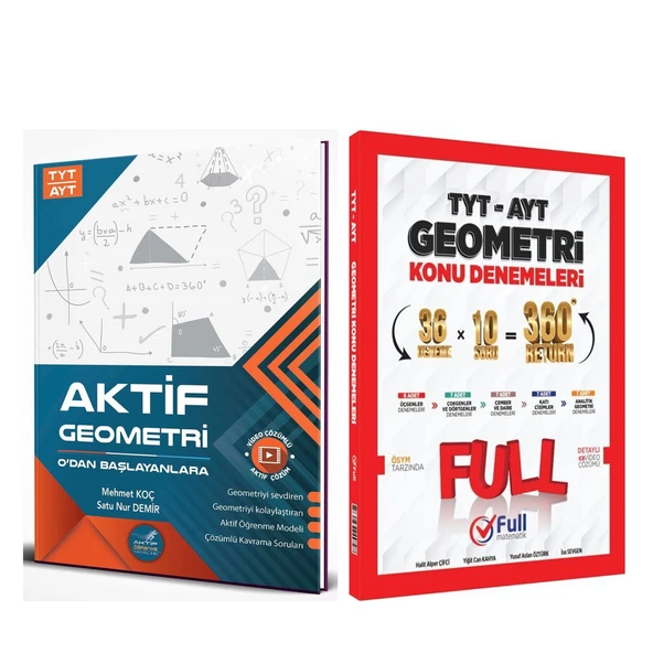 Aktif Öğrenme TYT AYT Geometri 0 dan Başlayanlara ve Full Matematik Konu Deneme Seti 2 Kitap ürün görseli 1
