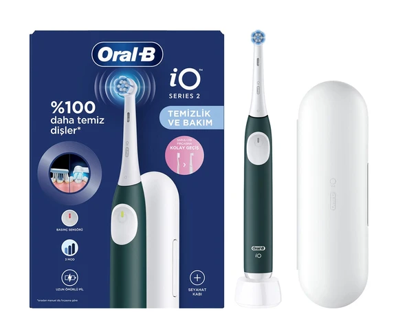 Oral-B iO 2 Yeşil Seyahat Kabı ile Şarjlı Diş Fırçası ürün görseli 1