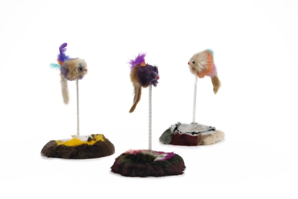 Beeztees Kedi Oyuncağı, Yaylanabilir Tüylü Fare 8cm, Çeşitli Renklerde, 14,5x14,5x28cm ürün görseli 1