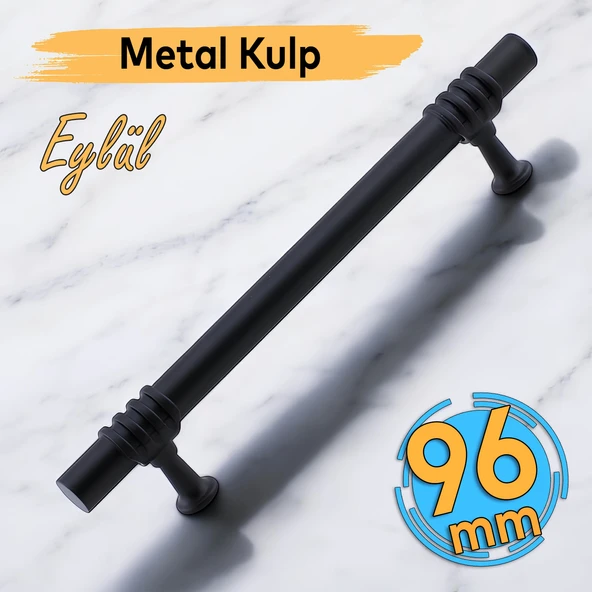 Eylül (96 mm - 9.6 cm) Siyah Metal Mobilya Mutfak Çekmece Dolap Dolabı Kapak Kulbu Kulpu Kulpları ürün görseli 1
