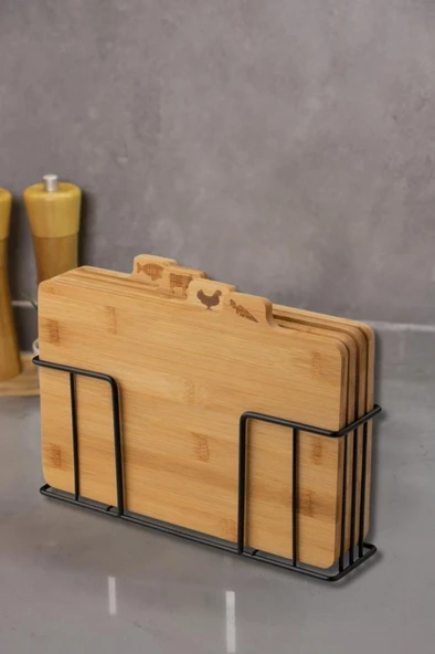 Bambu Standlı Kesme Tahtası 4lü Set - M7B11 ürün görseli 1