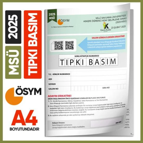 2025 MSÜ ÖSYM Tıpkı Basım Çıkmış Soru Deneme Kitapçığı PDF/Video Çözümlü Türkiye Geneli ürün görseli 1