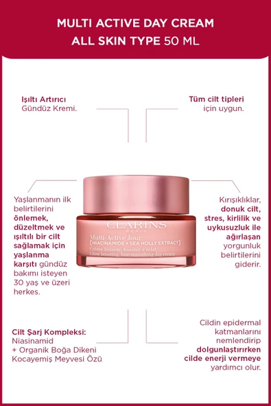 CLARİNS Multı Actıve Gündüz Kremi Tüm Cilt Tipleri İçin 50 ml ürün görseli 1
