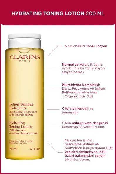 CLARİNS HYDRATING TONING LOTION 200ML - Tüm Cilt Tipleri için Nemlendirici Tonik ürün görseli 1