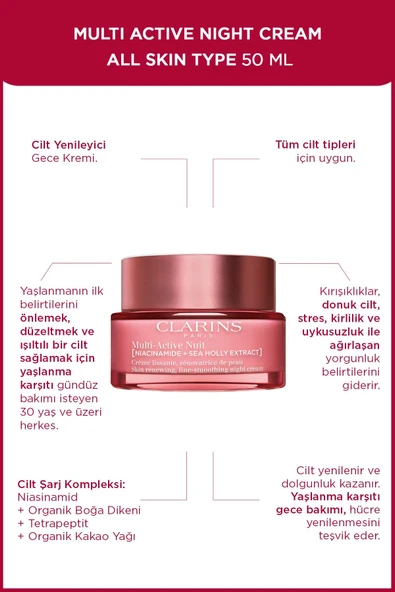 CLARİNS Multi Active Gece Kremi Tüm Cilt Tipleri  İçin 50ml ürün görseli 1