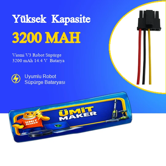 Viomi V3 Robot Süpürge 3200 mAh 14.4 V  Batarya – Orjinal Uyumlu Uzun Ömürlü, Yüksek Performans Pil ürün görseli 1
