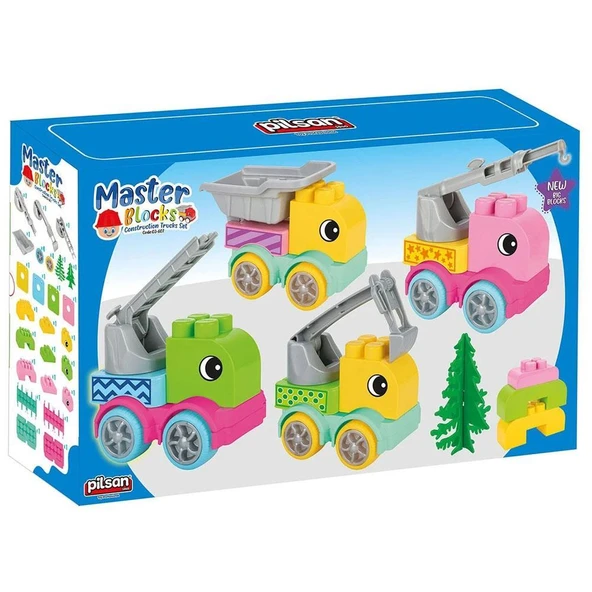PİLSAN MASTER BLOKLAR İŞ KAMYONLARI SETİ 03607 ürün görseli 1