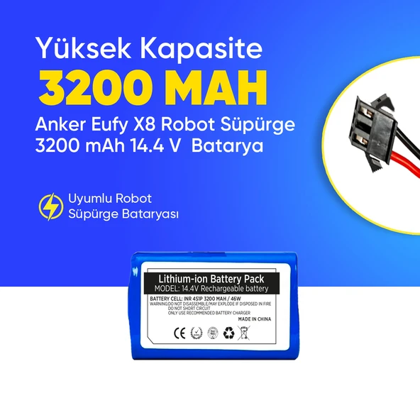 Anker Eufy X8 Robot Süpürge 3200 mAh 14.4 V  Batarya – Orjinal Uyumlu Uzun Ömürlü, Yüksek Performans Pil ürün görseli 1