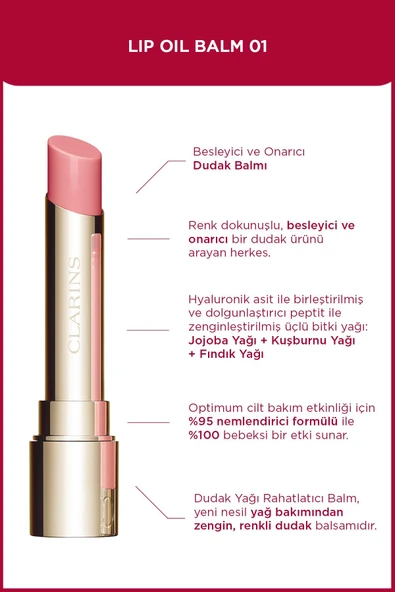 CLARİNS LIP OIL BALM 01 2.9Gr - Dudak Balmı Transparan Pembe ürün görseli 1