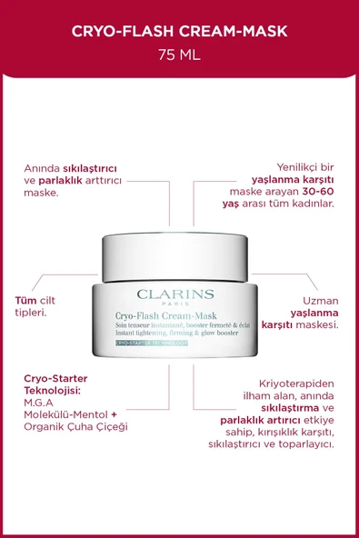 CLARİNS Cryo-Flash Cream Mask 75 ml Yüz Sıkılaştırıcı Maske ürün görseli 1
