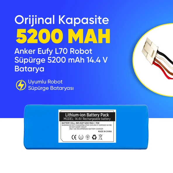 Anker Eufy L70 Robot Süpürge 5200 mAh 14.4 V  Batarya – Orjinal Uyumlu Uzun Ömürlü, Yüksek Performans Pil ürün görseli 1