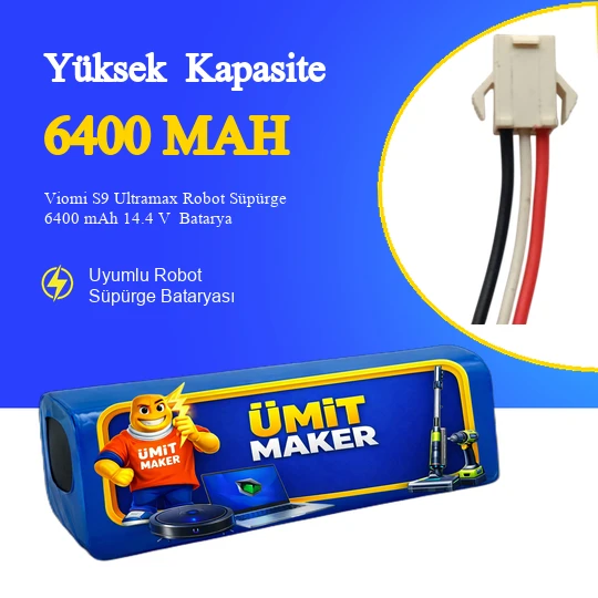Viomi S9 Ultramax Robot Süpürge 6400 mAh 14.4 V  Batarya – Orjinal Uyumlu Uzun Ömürlü, Yüksek Performans Pil ürün görseli 1