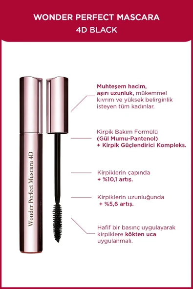 CLARİNS Kirpiklere Doğan Görünüm Sağlayan Hacim Veren 4d Maskara - 01 Perfect Black Demb.1656 ürün görseli 1