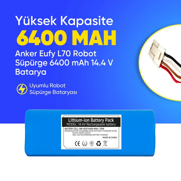 Anker Eufy L70 Robot Süpürge 6400 mAh 14.4 V  Batarya – Orjinal Uyumlu Uzun Ömürlü, Yüksek Performans Pil ürün görseli 1