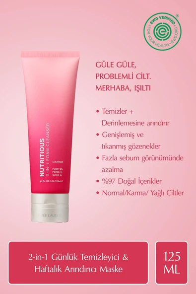 ESTEE LAUDER Nutritious 2-in-1 Yüz Temizleme Köpüğü & Maske, Gözenekler, Yağ Kontrolü, Doğal İçerikler - 125ml ürün görseli 1