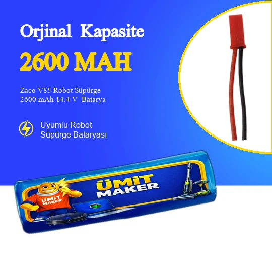 Zaco V85 Robot Süpürge 2600 mAh 14.4 V  Batarya – Orjinal Uyumlu Uzun Ömürlü, Yüksek Performans Pil ürün görseli 1