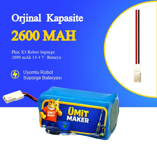 Phix X3 Robot Süpürge 2600 mAh 14.4 V  Batarya – Orjinal Uyumlu Uzun Ömürlü, Yüksek Performans Pil ürün görseli 1