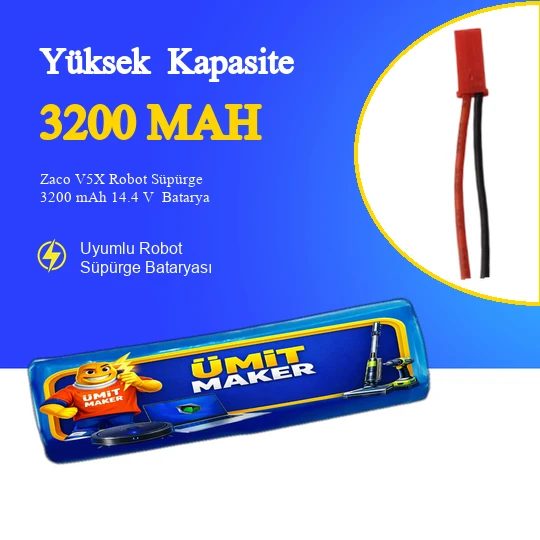 Zaco V5X Robot Süpürge 3200 mAh 14.4 V  Batarya – Orjinal Uyumlu Uzun Ömürlü, Yüksek Performans Pil ürün görseli 1