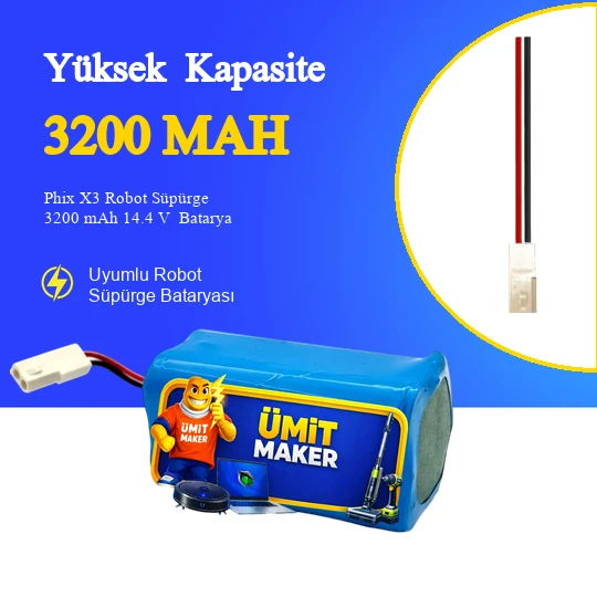 Phix X3 Robot Süpürge 3200 mAh 14.4 V  Batarya – Orjinal Uyumlu Uzun Ömürlü, Yüksek Performans Pil ürün görseli 1