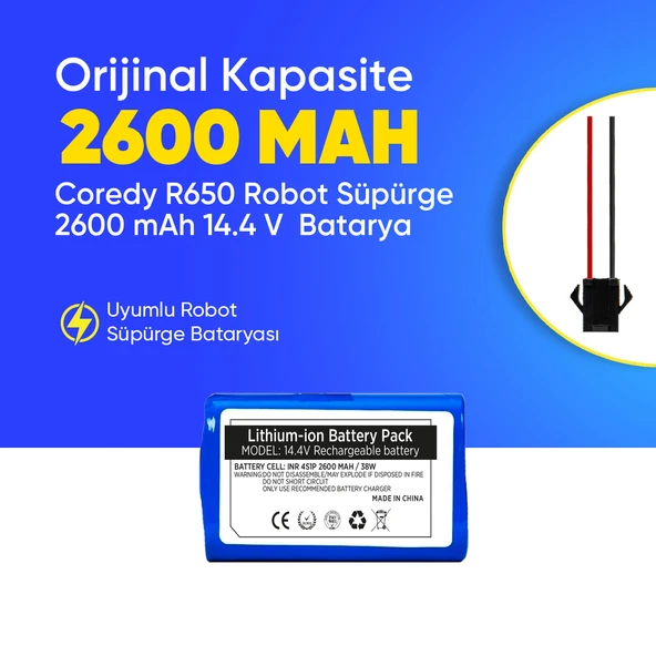 Coredy R650 Robot Süpürge 2600 mAh 14.4 V  Batarya – Orjinal Uyumlu Uzun Ömürlü, Yüksek Performans Pil ürün görseli 1