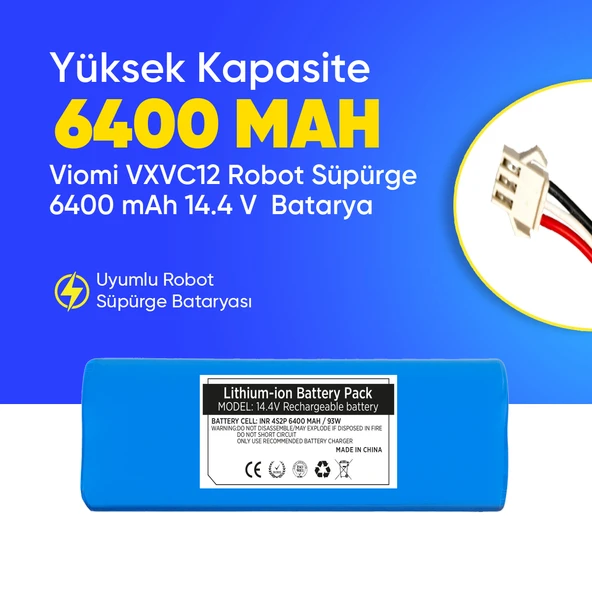 Viomi VXVC12 Robot Süpürge 6400 mAh 14.4 V  Batarya – Orjinal Uyumlu Uzun Ömürlü, Yüksek Performans Pil ürün görseli 1