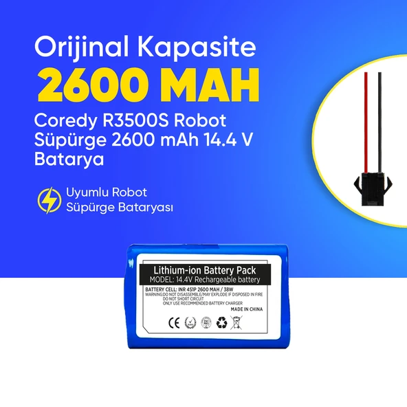Coredy R3500S Robot Süpürge 2600 mAh 14.4 V  Batarya – Orjinal Uyumlu Uzun Ömürlü, Yüksek Performans Pil ürün görseli 1