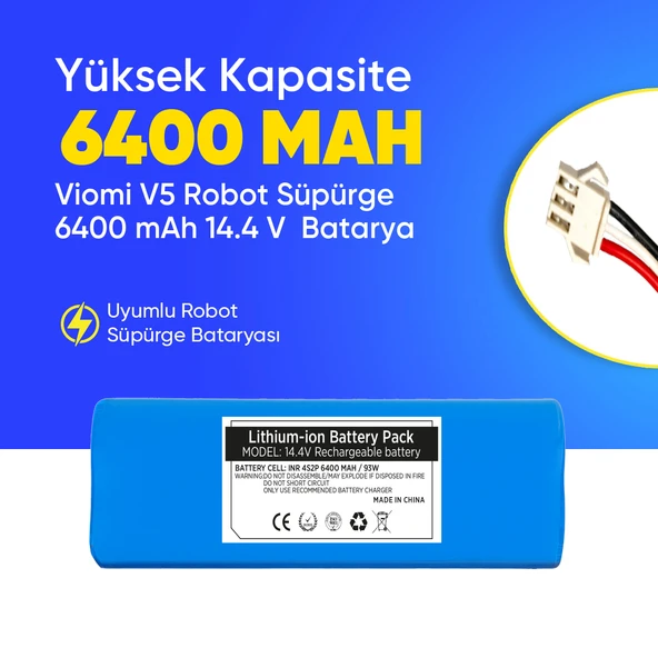 Viomi V5 Robot Süpürge 6400 mAh 14.4 V  Batarya – Orjinal Uyumlu Uzun Ömürlü, Yüksek Performans Pil ürün görseli 1