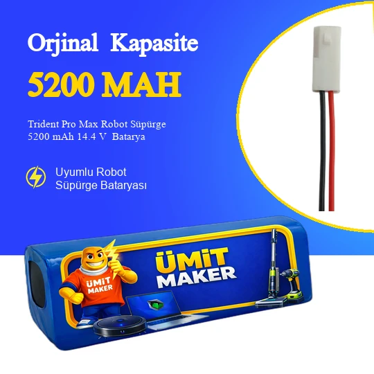 Trident Pro Max Robot Süpürge 5200 mAh 14.4 V  Batarya – Orjinal Uyumlu Uzun Ömürlü, Yüksek Performans Pil ürün görseli 1