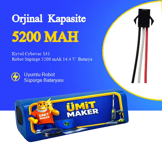 Kyvol Cybovac S31 Robot Süpürge 5200 mAh 14.4 V  Batarya – Orjinal Uyumlu Uzun Ömürlü, Yüksek Performans Pil ürün görseli 1
