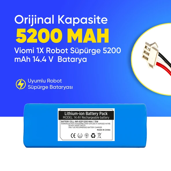 Viomi 1X Robot Süpürge 5200 mAh 14.4 V  Batarya – Orjinal Uyumlu Uzun Ömürlü, Yüksek Performans Pil ürün görseli 1