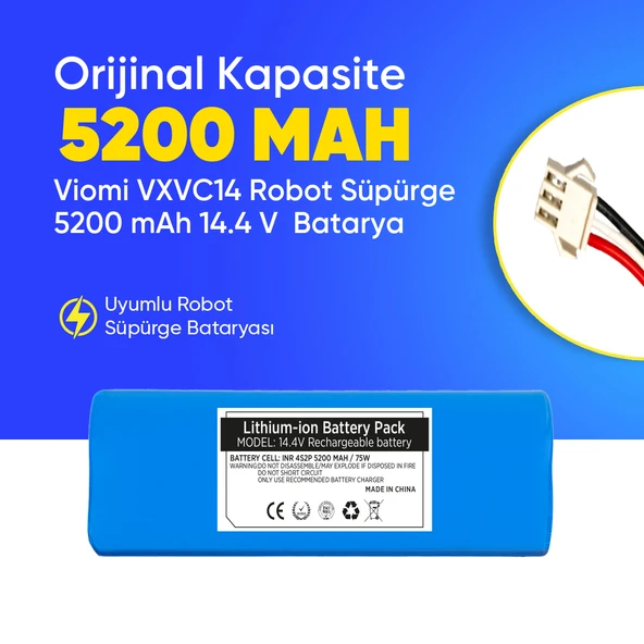 Viomi VXVC14 Robot Süpürge 5200 mAh 14.4 V  Batarya – Orjinal Uyumlu Uzun Ömürlü, Yüksek Performans Pil ürün görseli 1