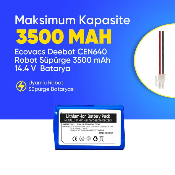 Ecovacs Deebot CEN640 Robot Süpürge 3500 mAh 14.4 V  Batarya – Orjinal Uyumlu Uzun Ömürlü, Yüksek Performans Pil ürün görseli 1