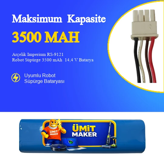 Arçelik Imperium RS-9121 Robot Süpürge 3500 mAh  14,4 V Batarya – Orjinal Uyumlu Uzun Ömürlü, Yüksek Performans Pil ürün görseli 1
