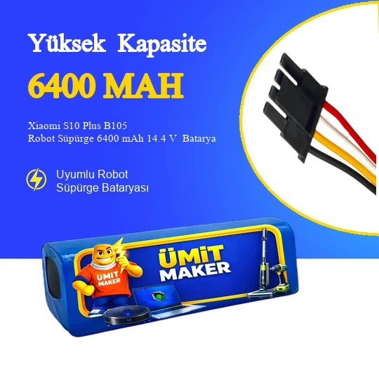 Xiaomi S10 Plus B105 Robot Süpürge 6400 mAh 14.4 V  Batarya – Orjinal Uyumlu Uzun Ömürlü, Yüksek Performans Pil ürün görseli 1