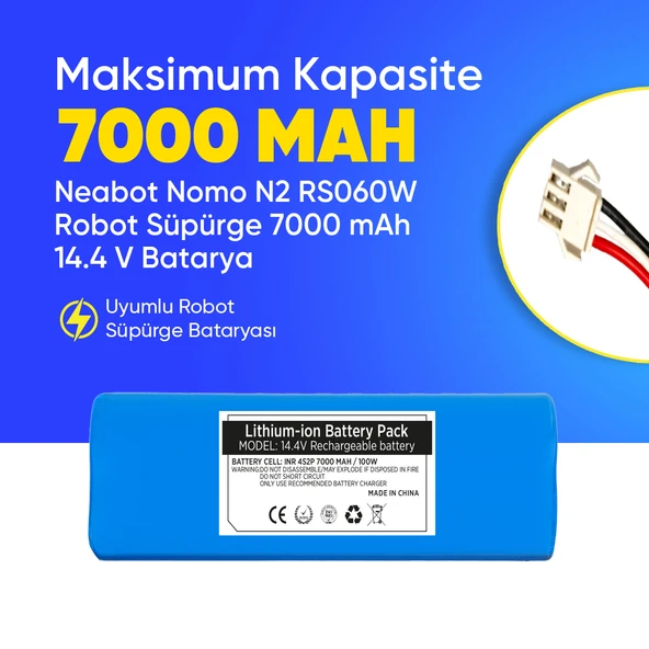 Neabot Nomo N2 RS060W Robot Süpürge 7000 mAh 14.4 V  Batarya – Orjinal Uyumlu Uzun Ömürlü, Yüksek Performans Pil ürün görseli 1