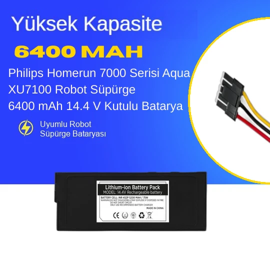 Philips Homerun 7000 Serisi Aqua XU7100 Robot Süpürge 6400 mAh 14.4 V Kutulu Batarya – Orjinal Uyumlu Uzun Ömürlü, Yüksek Performans Pil ürün görseli 1