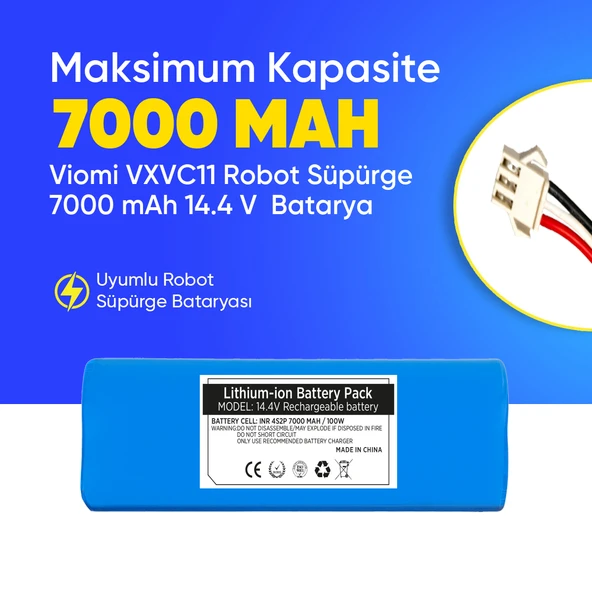 Viomi VXVC11 Robot Süpürge 7000 mAh 14.4 V  Batarya – Orjinal Uyumlu Uzun Ömürlü, Yüksek Performans Pil ürün görseli 1